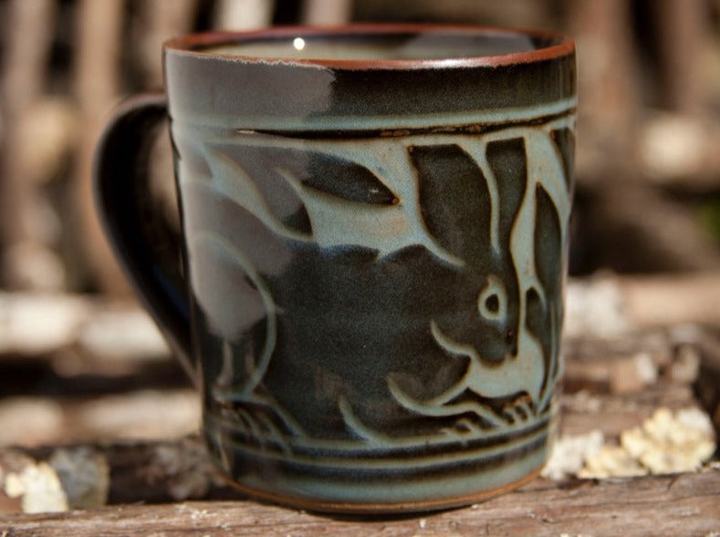 Black Carved Mug