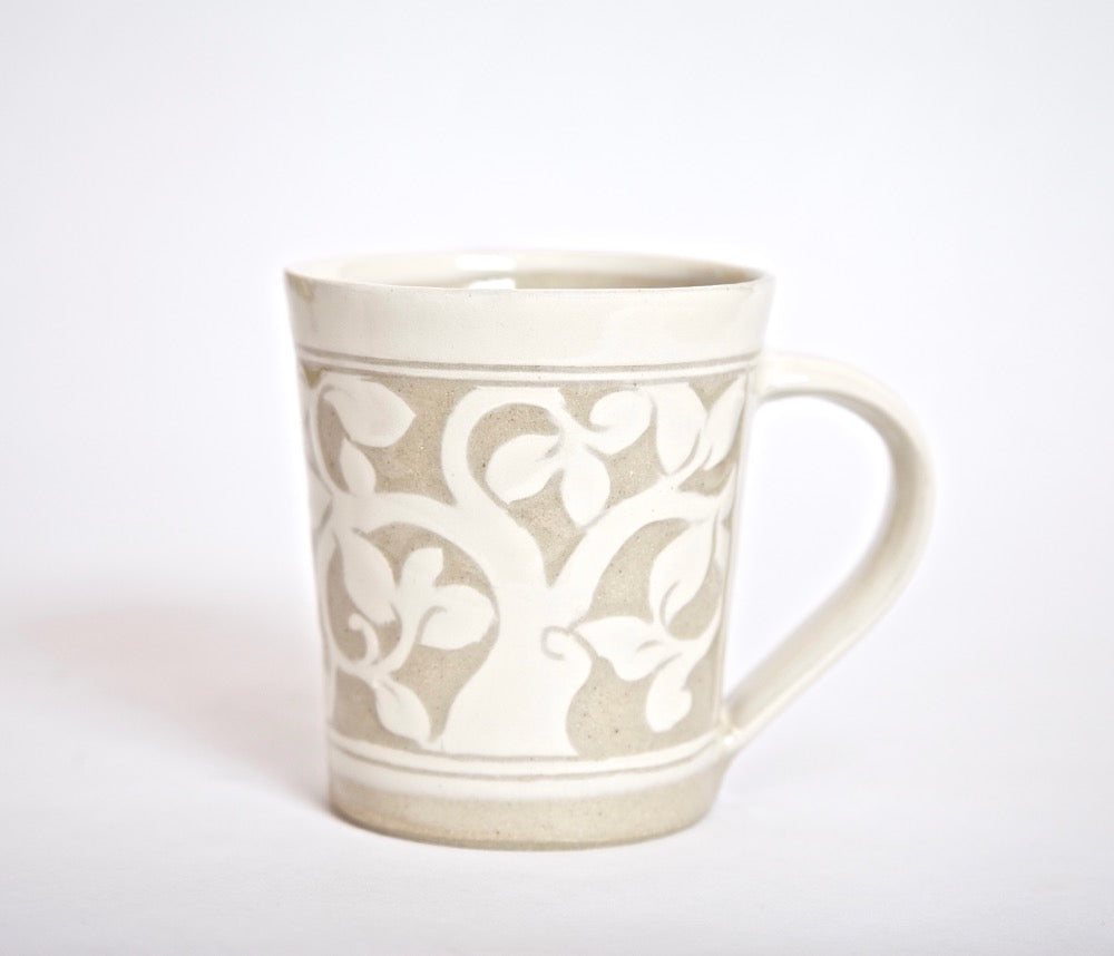 Cream Carved Mug