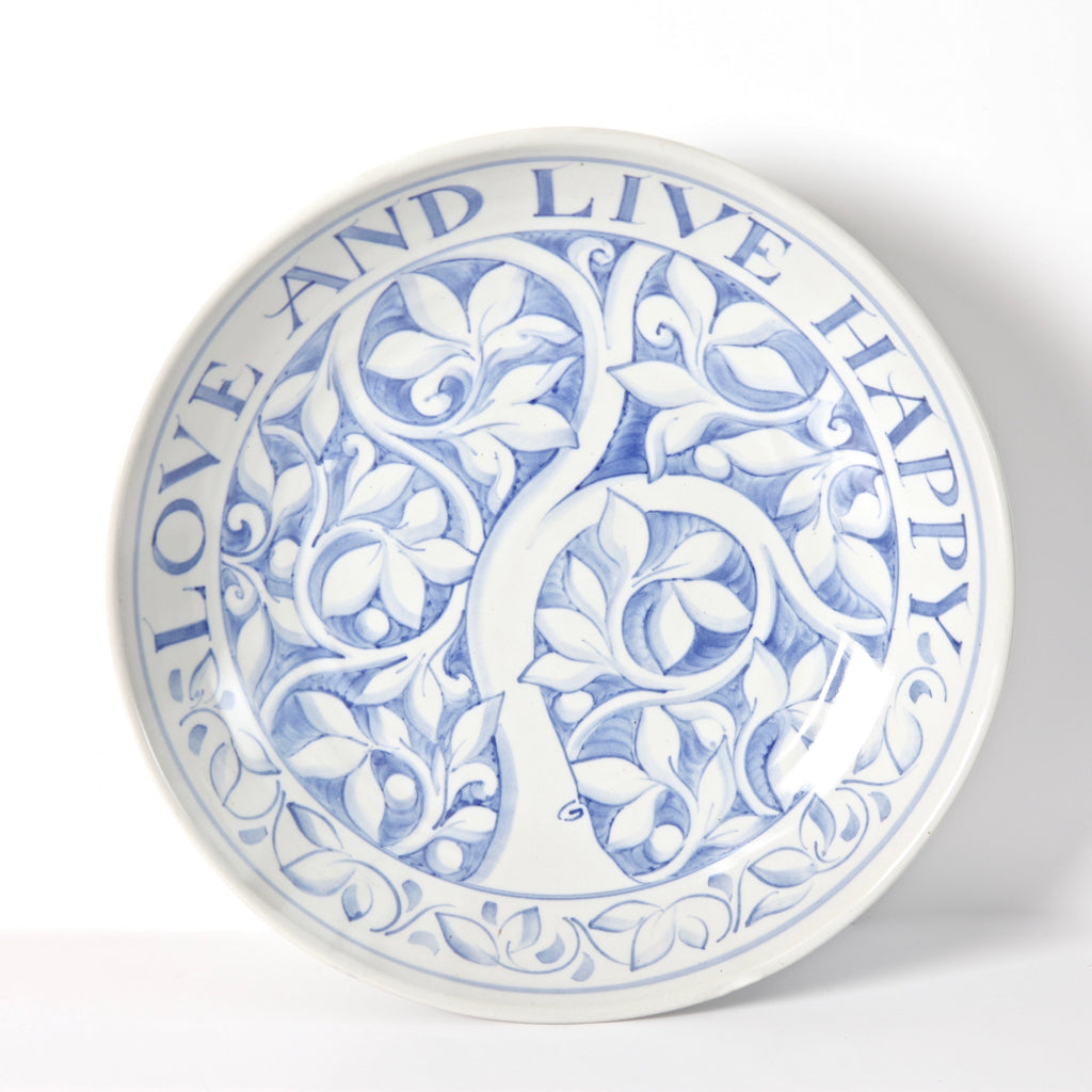 13" Handpainted "Love and Live Happy" Coupe Platter